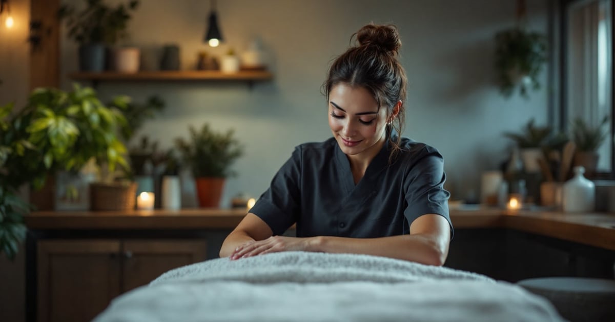 Massage près de chez moi : séance de massage relaxant dans un salon moderne et lumineux