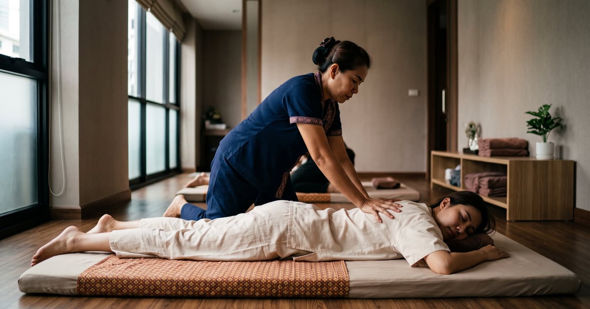 Massage thaïlandais traditionnel pratiqué à Chartres, soin ancestral aux techniques de relaxation profondes